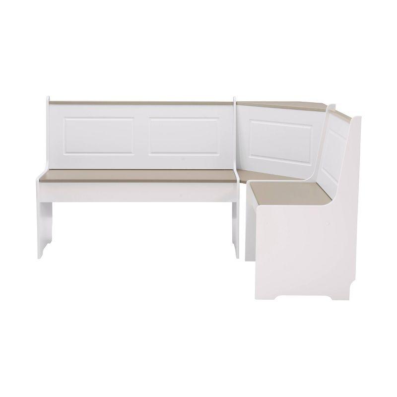 Linon 3pc Ardmore Breakfast Nook Storage Benches Dining Set White/Gray: Mid-Century Modern, Wood, 6-Seat Capacity