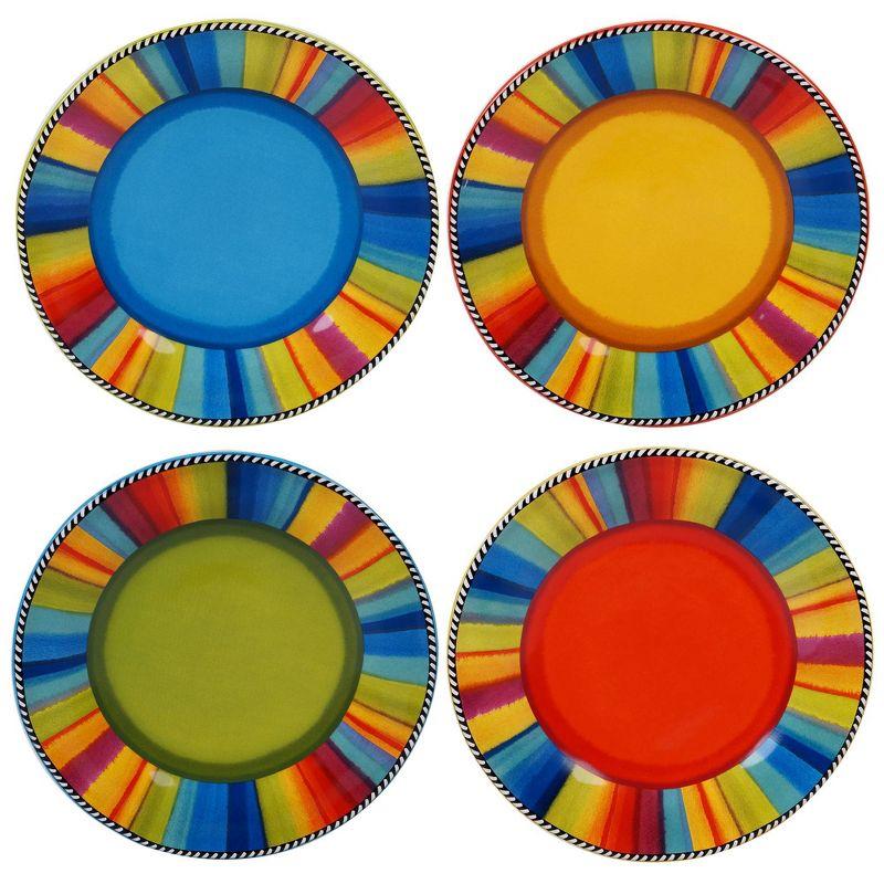 Colorful Geometric Ceramic Salad Plates, Set of 4