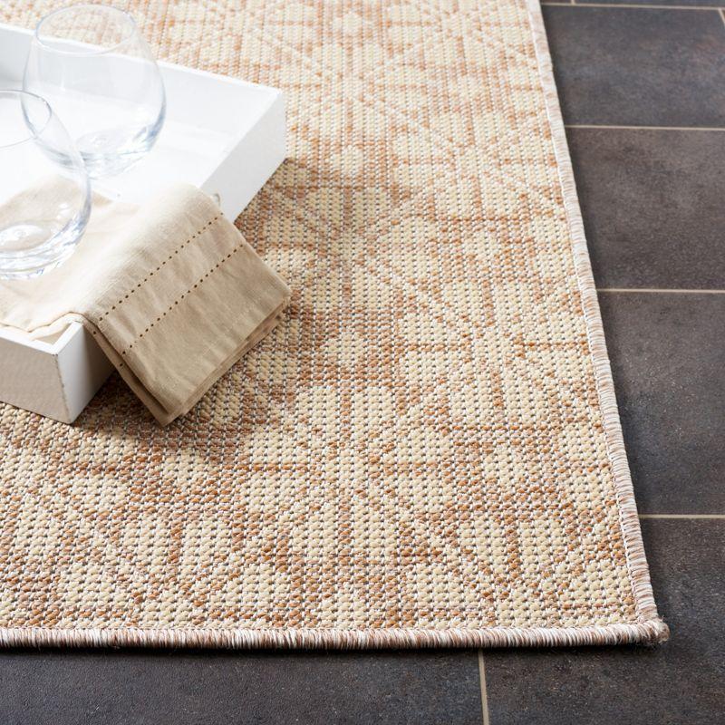 Natural Beige Hand-Knotted Square Synthetic Rug