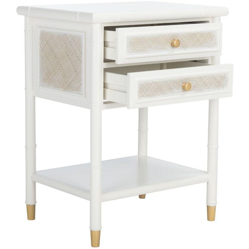 Ahab 2 Drawer 1 Shelf Accent Table - White/Gold - Safavieh