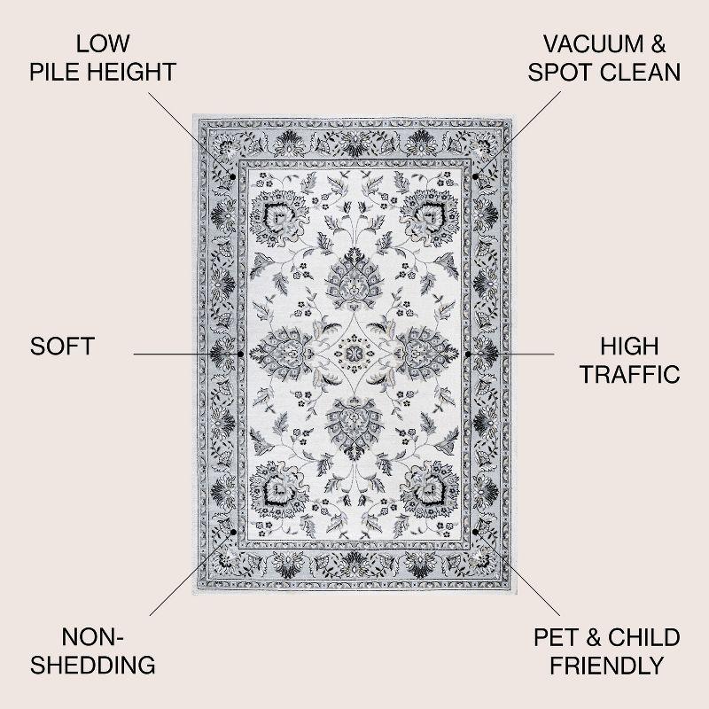 5'x 8' Cherie French Cottage Area Rug, Cream/Light Gray - JONATHAN Y