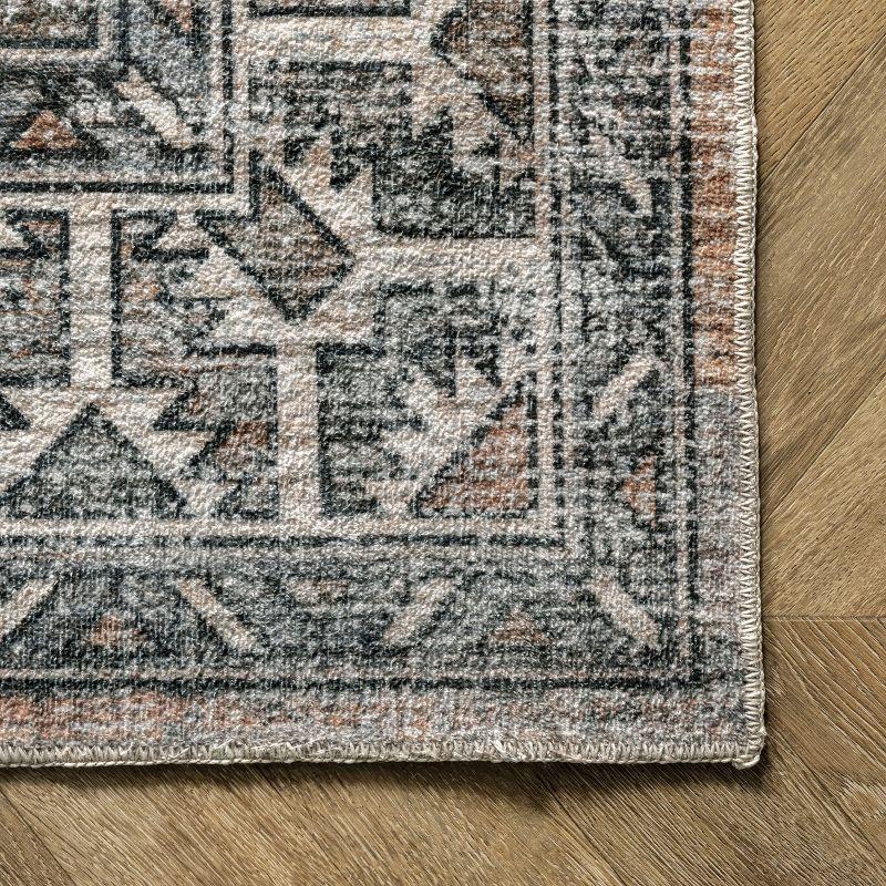 Nuloom 8x10 Machine Washable Rain Haven Vintage Medallion Indoor Area Rug, Rust Non-Slip Backing, Stain Resistant, BedroomLiving Room, Kitchen