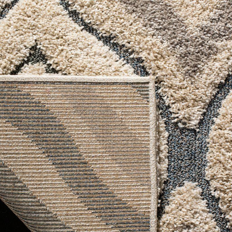 Florida Shag SG461 Power Loomed Indoor Accent Rug - Cream/Light Blue - 4'x4' Square - Safavieh