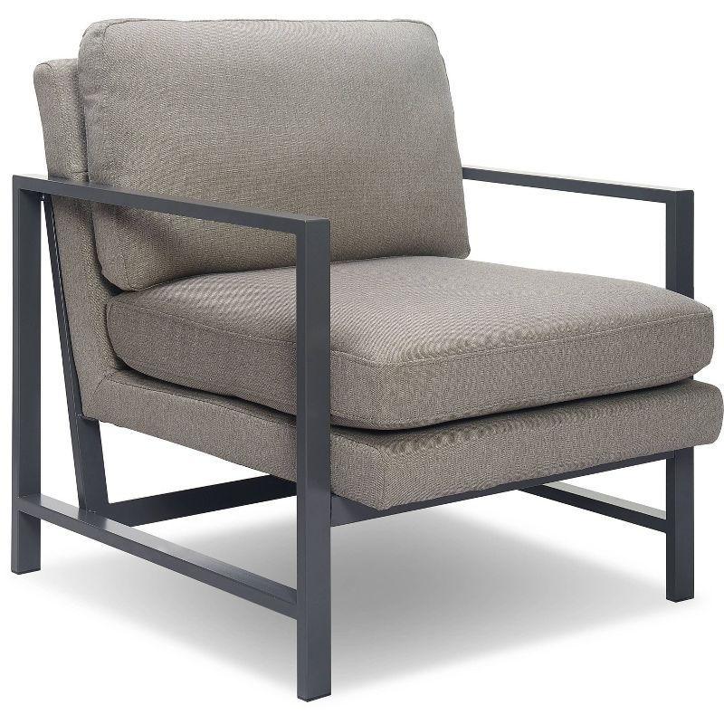 Tommy Hilfiger Russell Square Metal Frame Accent Chair, Mid-Century Modern, Medium-Soft Pillow Back