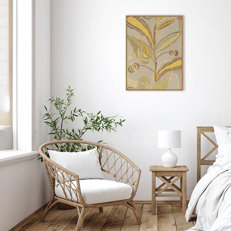 Amanti Art 23" x 30" Delicate Deco Plant Pattern IV by Baxter Mill Archive Framed Canvas Wall Art Print: Modern Style, Polystyrene Frame