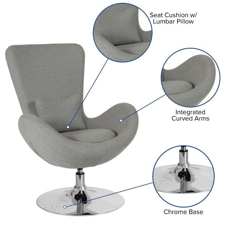Flash Furniture Egg Series Light Gray Fabric Side Reception Chair