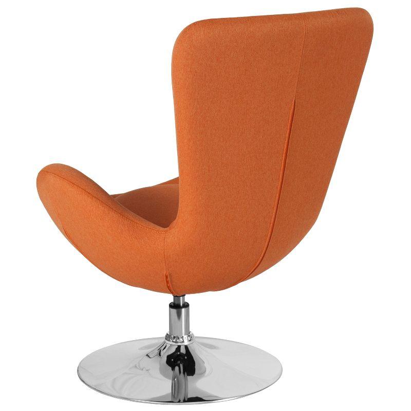 High Back Orange Fabric Swivel Reception Chair with Chrome Base