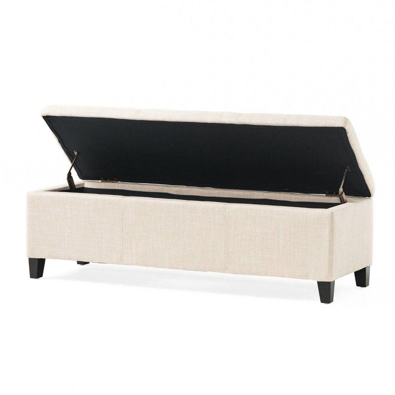 Sarelia Light Beige Fabric Storage Ottoman Bench