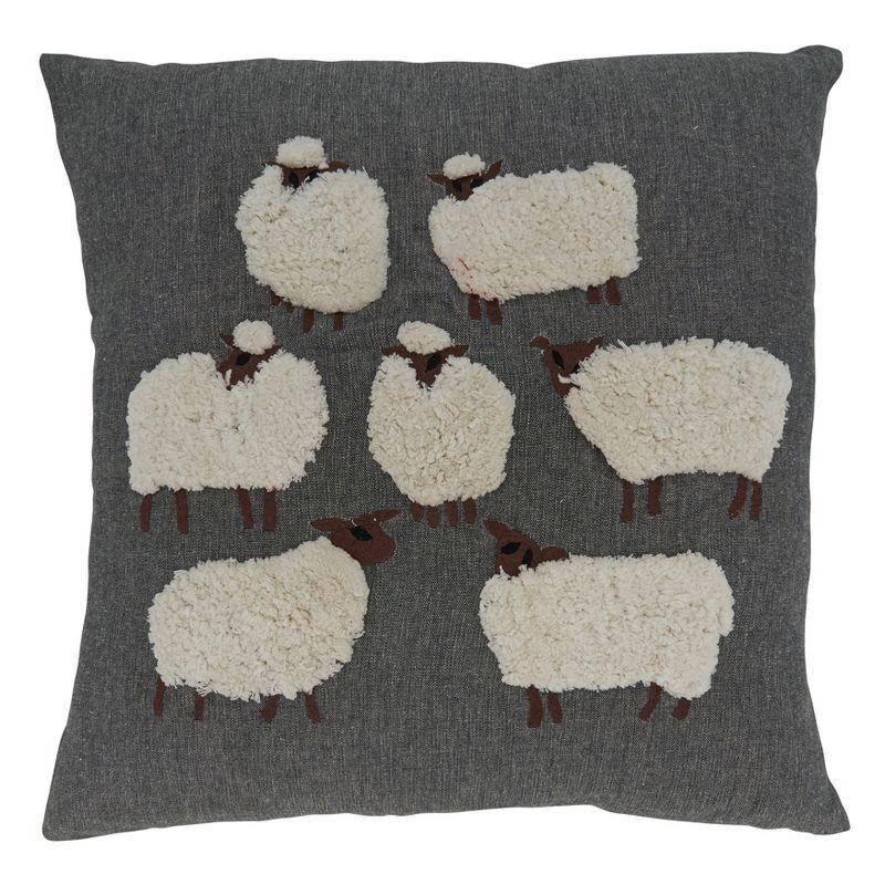 Saro Lifestyle Embroidered Sheep Throw Pillow With Down Filling