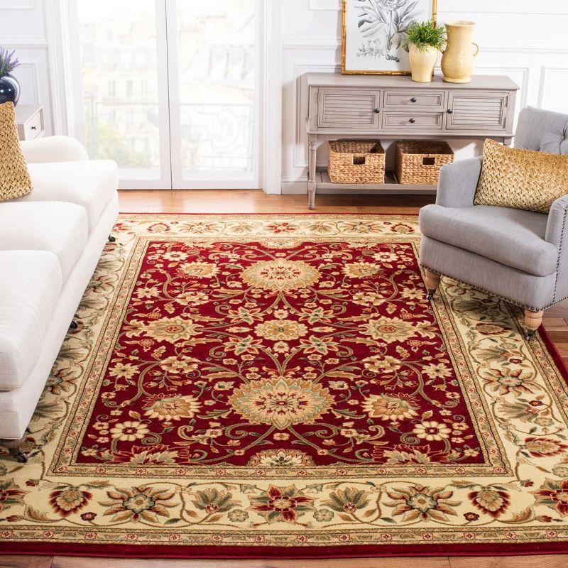 Elegant Red/Ivory Tufted Square Synthetic Area Rug 6' x 9'