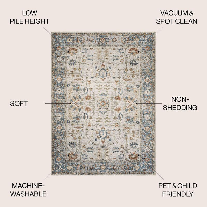 JONATHAN Y Hiero Persian Border Low-Pile Machine-Washable Cream/Terra 5 ft. x 8 ft. Area Rug