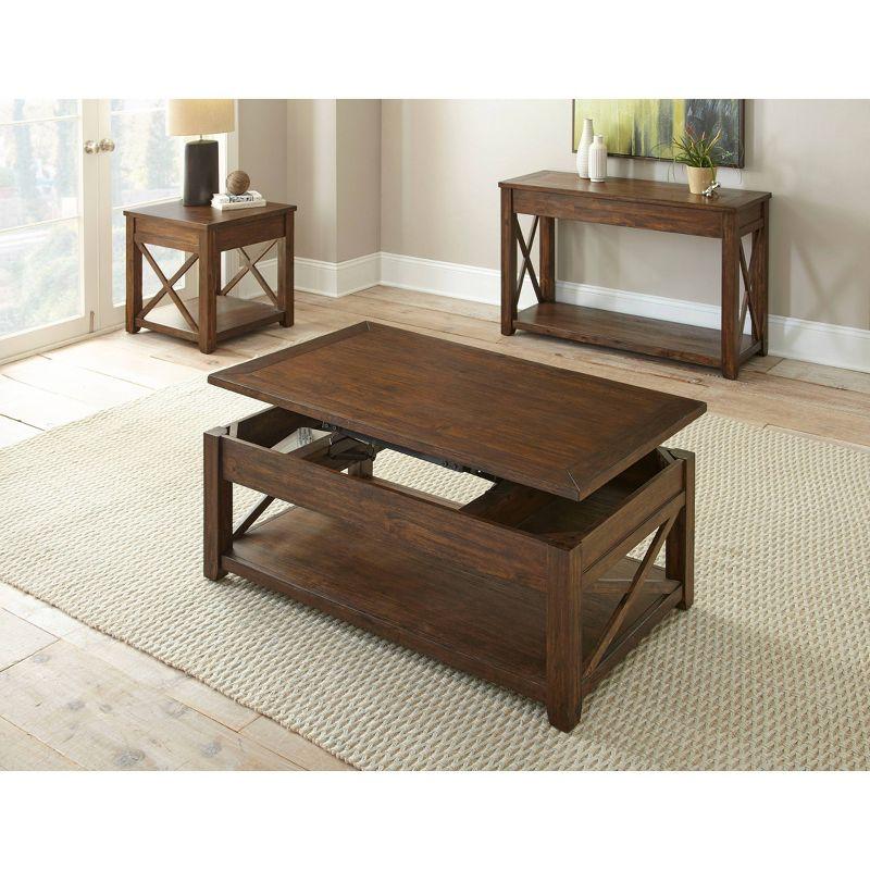 Lenka End Table Mocha - Steve Silver Co.: Rustic Square Design, Hardwood Frame, Veneer Top with Shelf