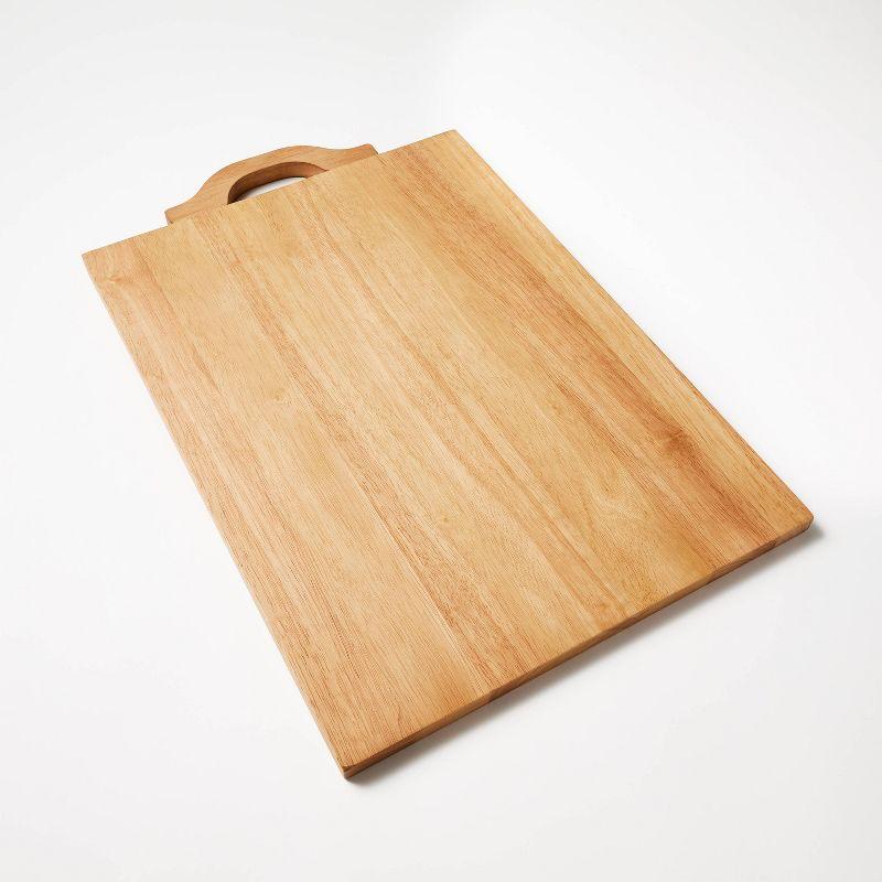 Large Brown Rubberwood Handled Serving Board, 22" Rectangle