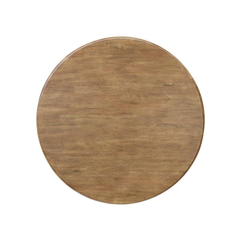 Elegant Hickory Brown Round Solid Parawood Dining Table