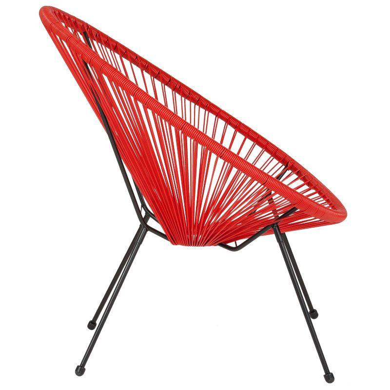 Red Rattan and Steel Papasan Bungee Lounge Chair