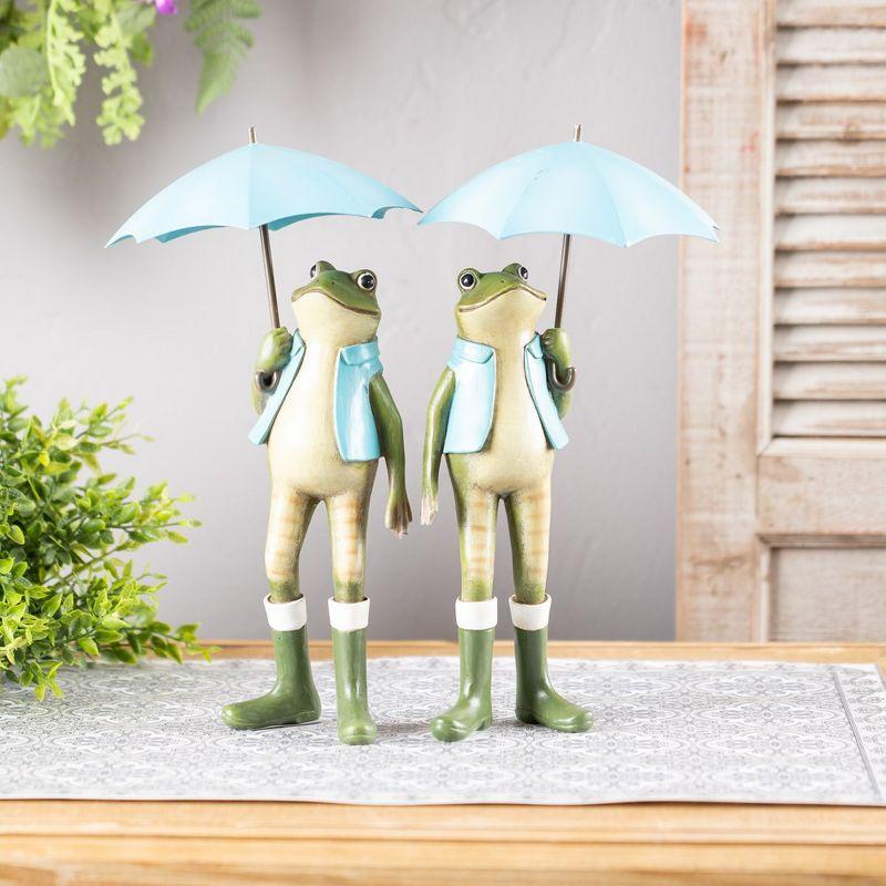 Melrose Garden Frog Statue with Umbrella (Set of 2)