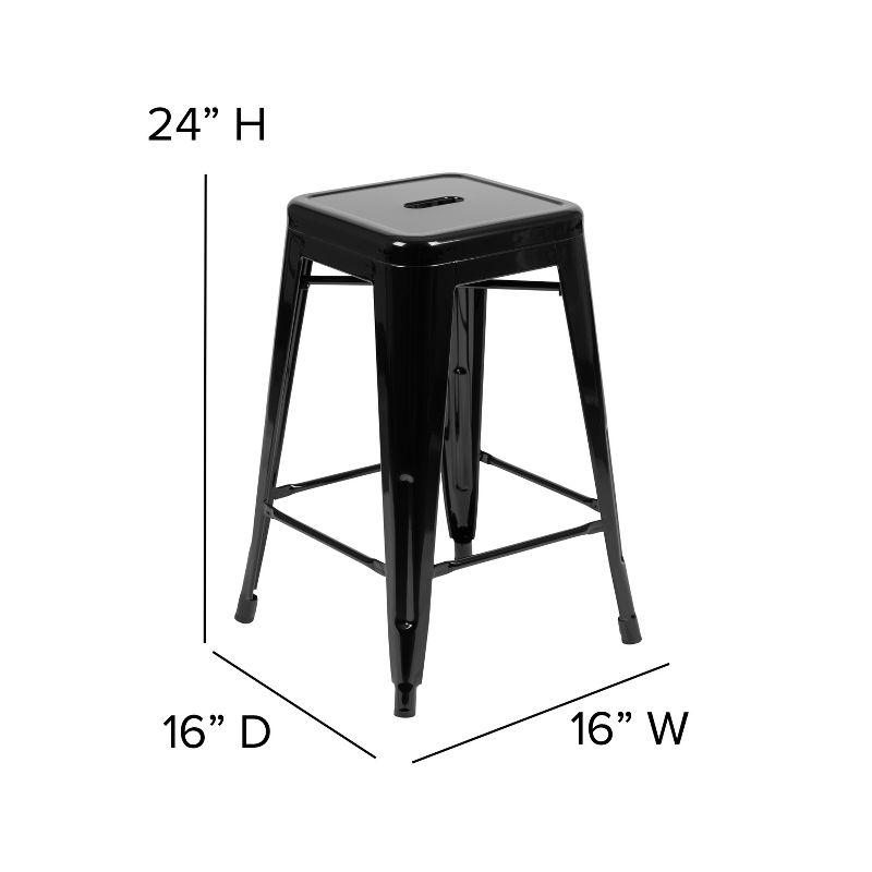 Industrial Chic 41" Black Wood & Metal Stackable Bar Stool, Set of 4