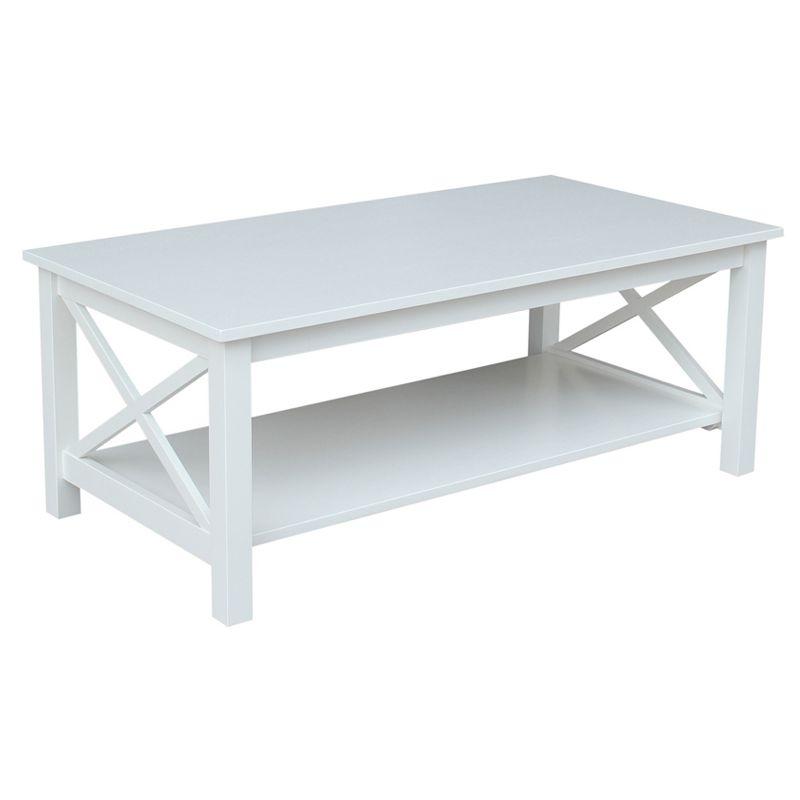 Hampton 46" White Solid Wood Rectangular Coffee Table