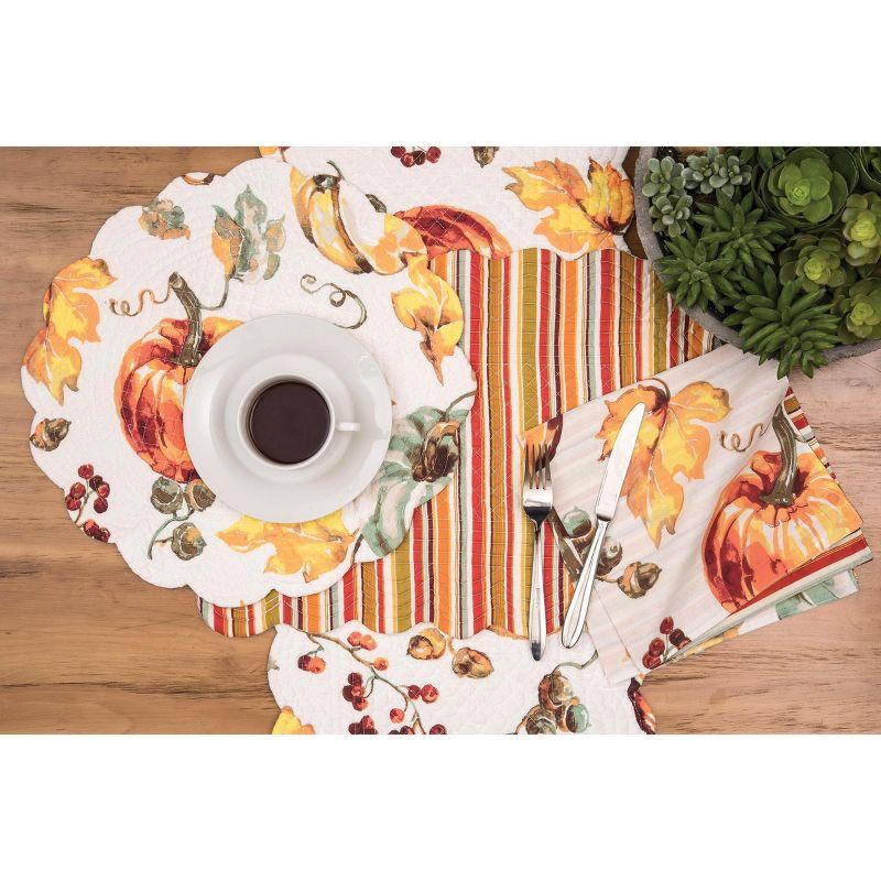 C&F Home Watercolor Pumpkin Round Thanksgiving Placemat Set of 6