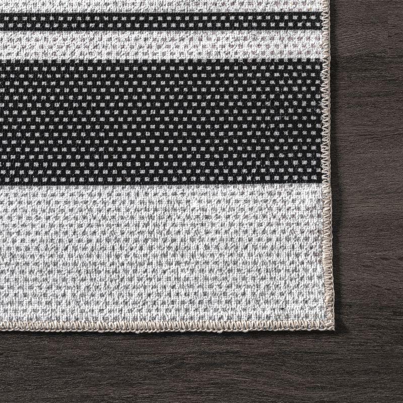 Sleek Striped Synthetic 3' x 5' Gray Rectangular Rug