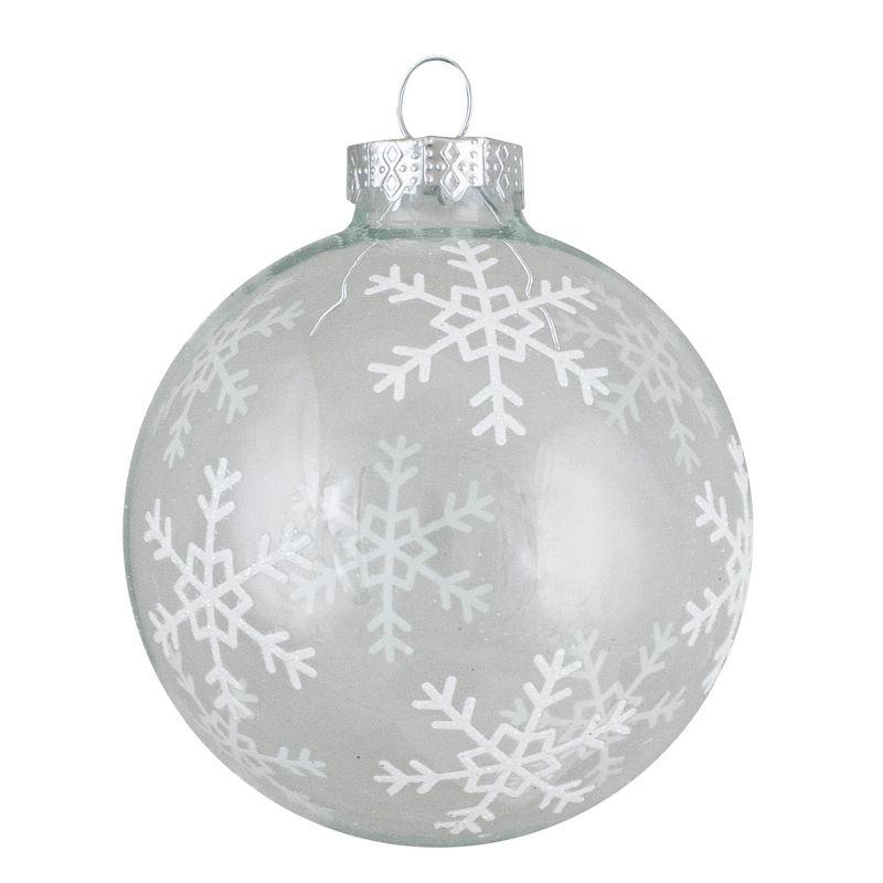 Northlight 4 ct Gray and Clear Glass Ball Hanging Christmas Ornaments 3.25-Inch (80mm)