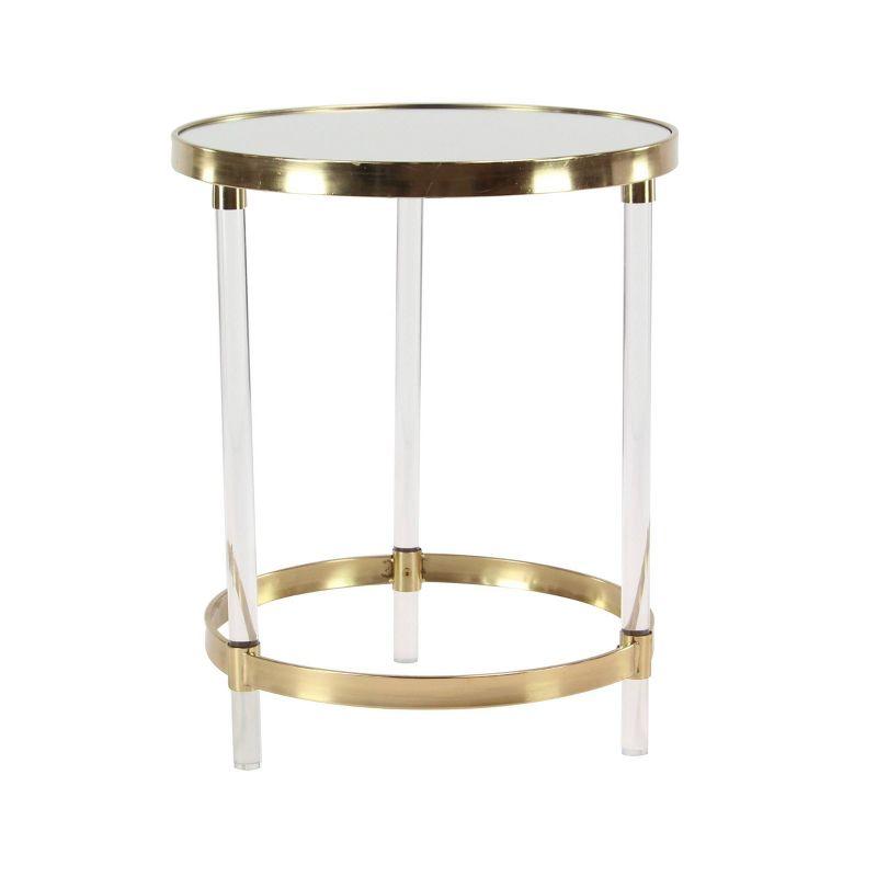 Elegant Gold Round Acrylic Accent Table with Mirrored Top