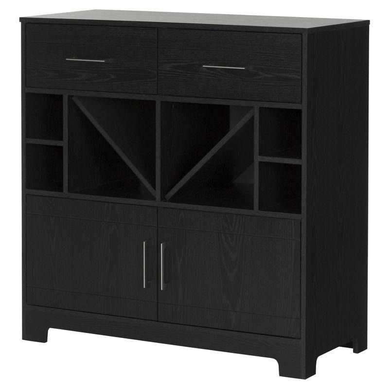 Black Oak Laminated Particle Board Bar Cabinet with Drawers