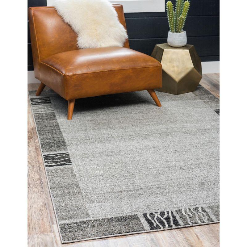 Unique Loom Del Mar Collection Area Rug - Sarah (9'  x 12' Rectangle Light Gray/Gray)