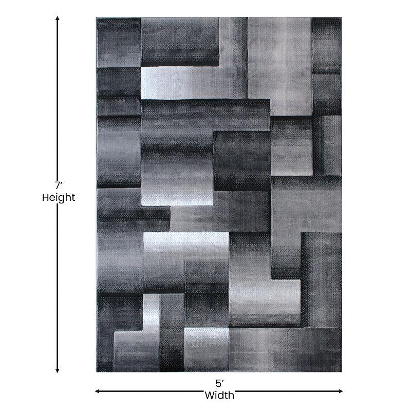 Masada Rugs Trendz Collection 5'x7' Modern Contemporary Area Rug in Black, White and Gray-Design Trz861