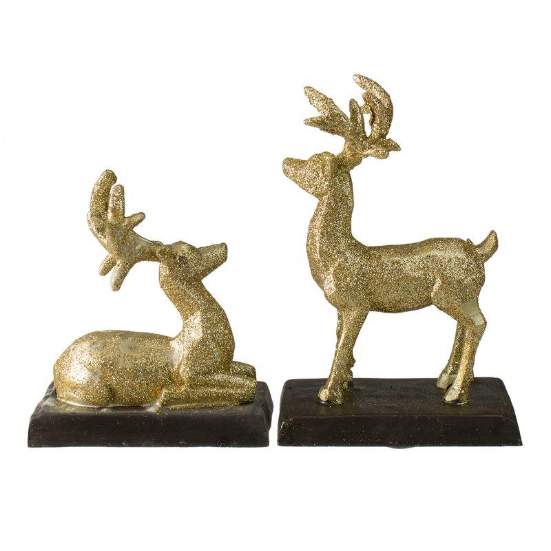 Northlight Reindeer Glittered Christmas Stocking Holders - 8.5" - Gold - Set of 2