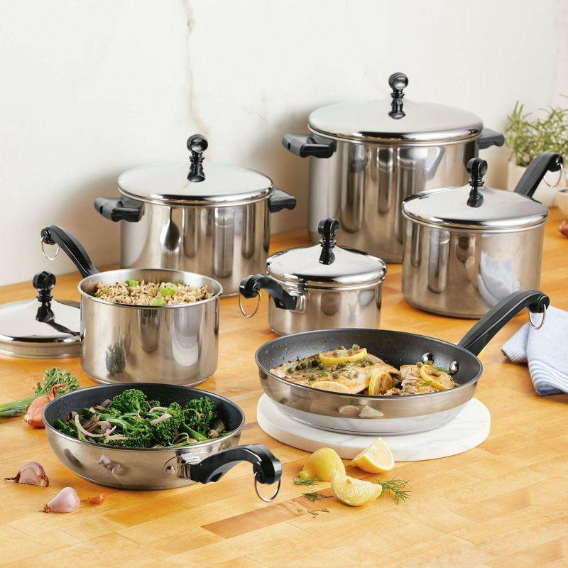 Farberware Classic Series 15pc Stainless Steel and Ceramic Cookware Pots and Pans Set Silver