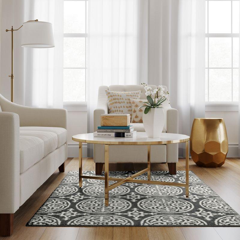 4'X5'6" Washable Medallion Tufted And Hooked Accent Rug Gray - Threshold™: Skid-Resistant, Low Pile, OEKO-TEX Certified