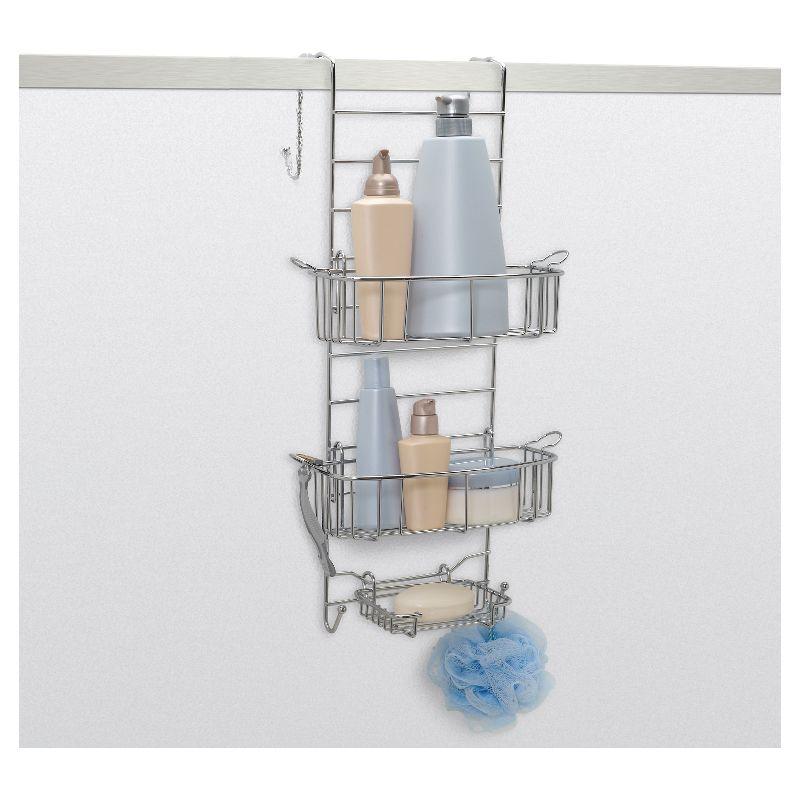 Zenna Home Over the Door Adjustable Rust-Resistant Shower Caddy Stainless Steel: Bathroom Organizer, Metal Hanging Shelf