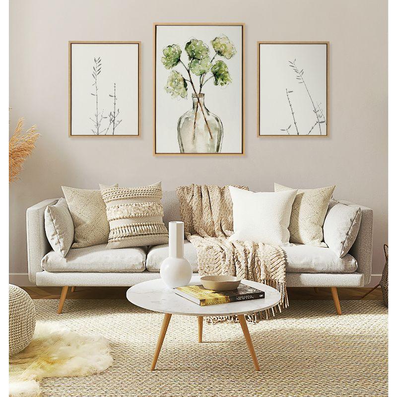 23" x 33" Sylvie Greenery Vase Framed Canvas by Sara Berrenson Natural - Kate & Laurel All Things Decor