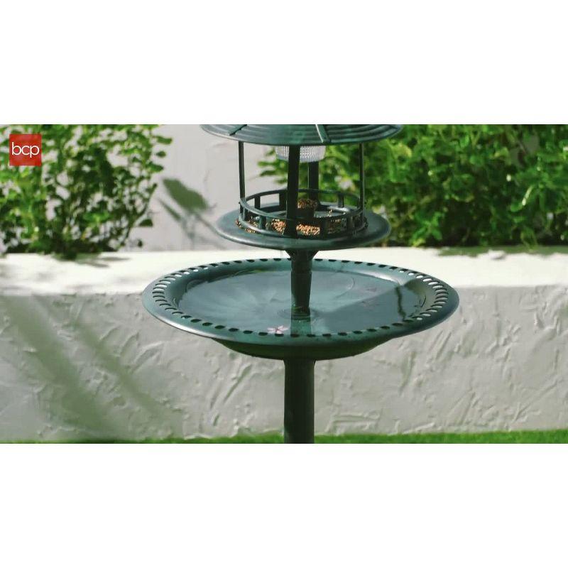 Best Choice Products Solar Outdoor Bird Bath Pedestal Fountain Garden Decoration w/ Fillable Planter Base