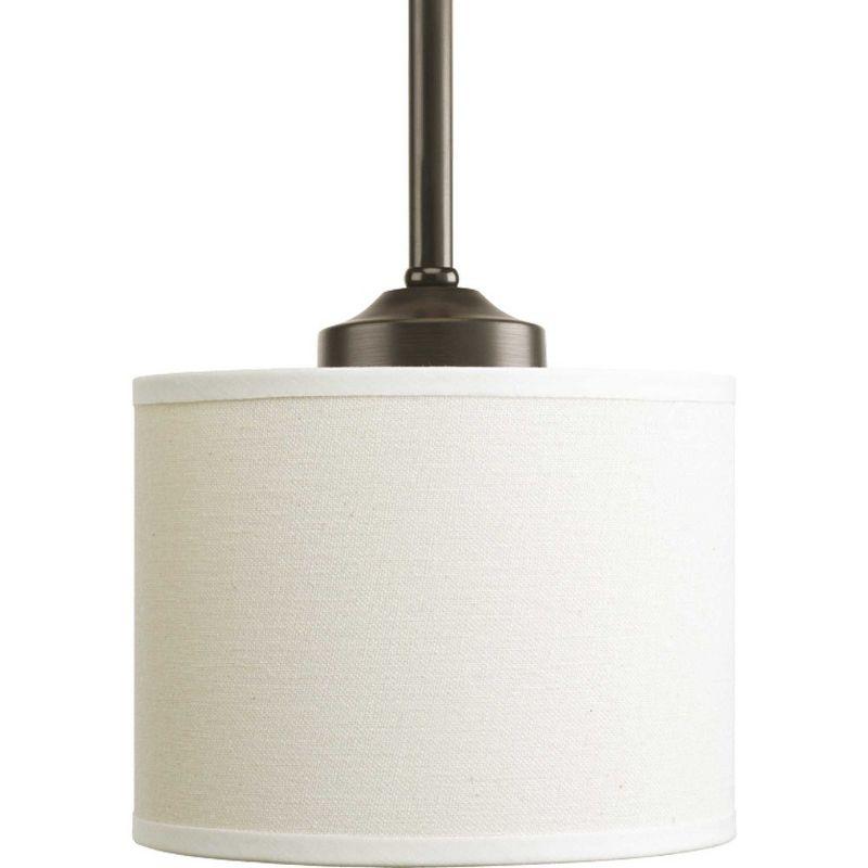 Progress Lighting, Inspire Collection, 1-Light Mini-Pendant, Brushed Nickel, Off-White Linen Fabric Shade