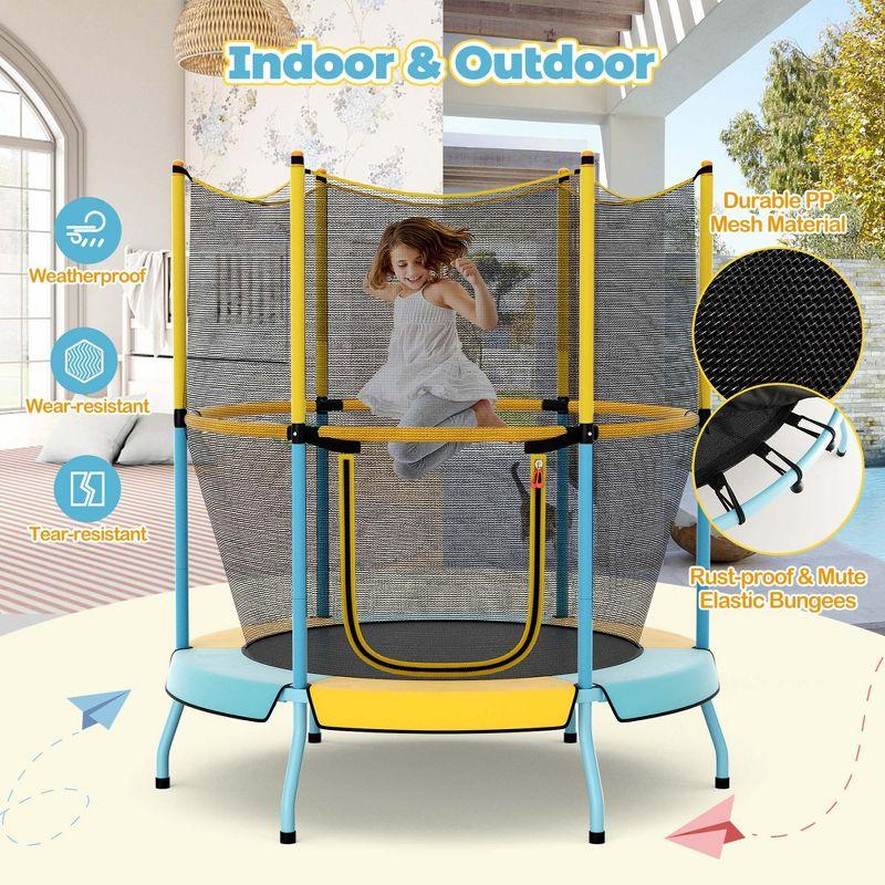 Costway 48" Toddler Trampoline for Kids with Safety Enclosure Net Heavy-duty Frame Yellow
