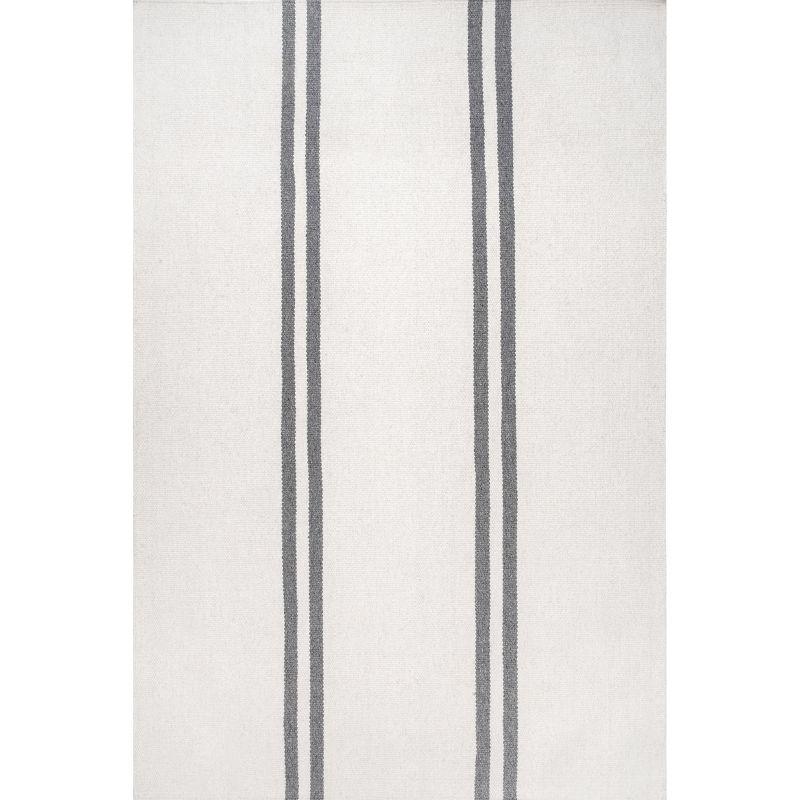 Macon Ivory Stripe 6' x 9' Handmade Wool Area Rug