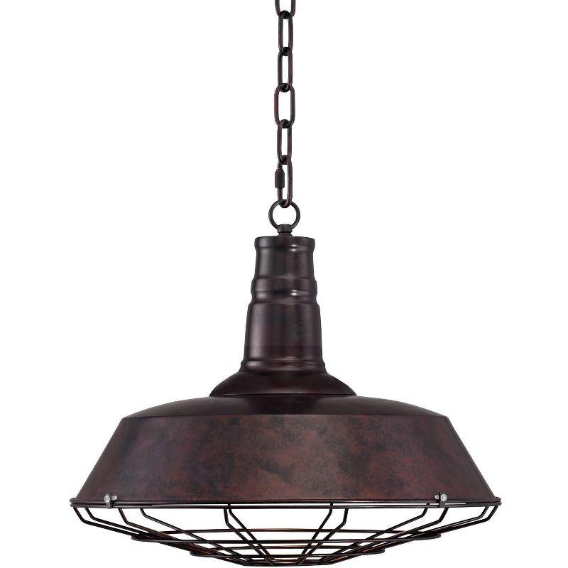 Rust Bronze Farmhouse Industrial Cage Pendant Light