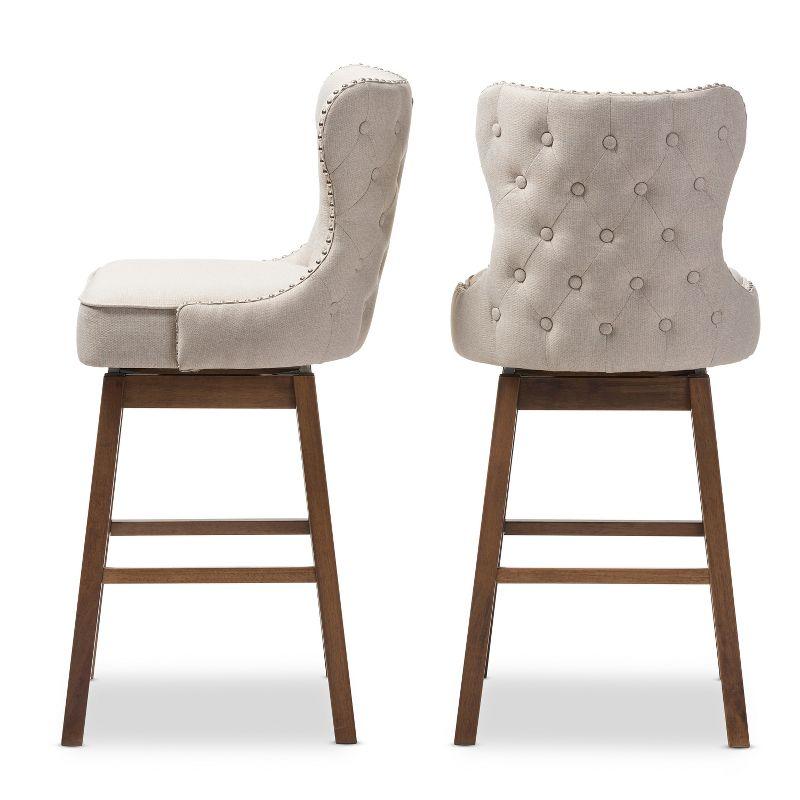 Gradisca Modern And Contemporary Wood Finishing Upholstered Barstools Set Of 2 Light Beige - Baxton Studio