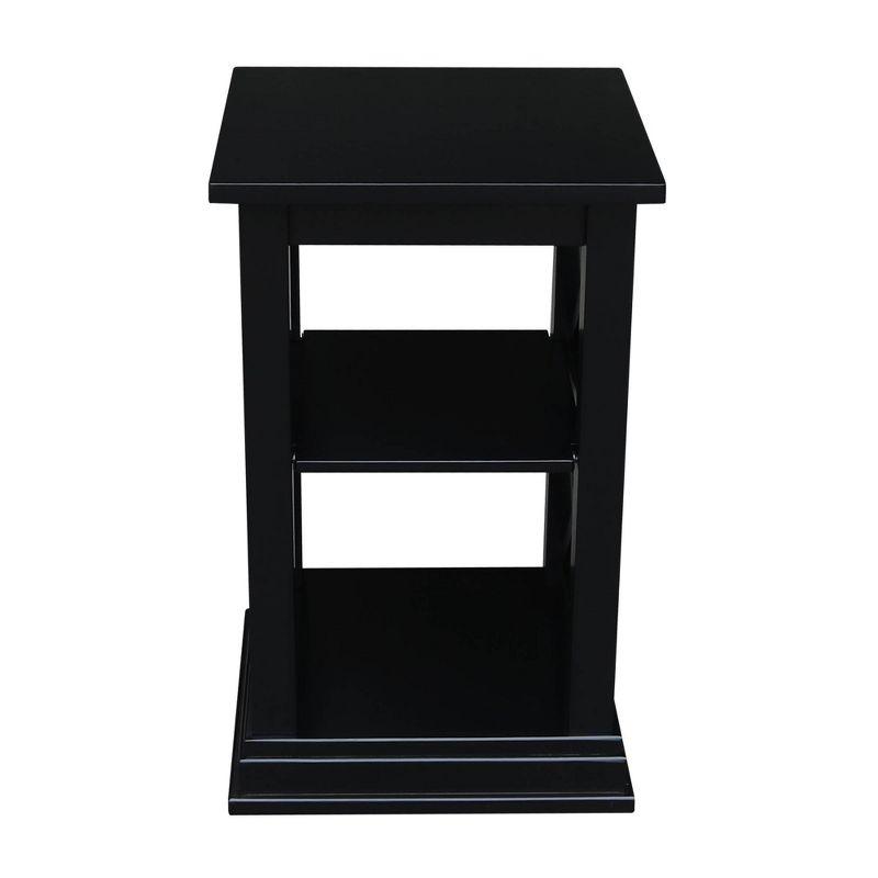 Elegant Hampton Solid Hardwood Accent Table with Shelves - Black