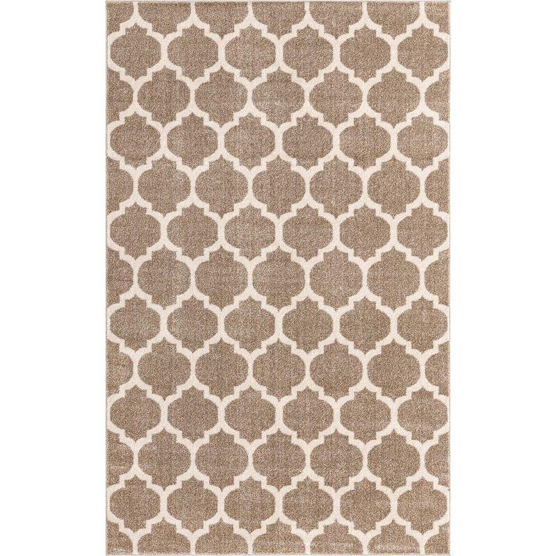 Elegant Trellis Light Brown Indoor Rectangular Rug