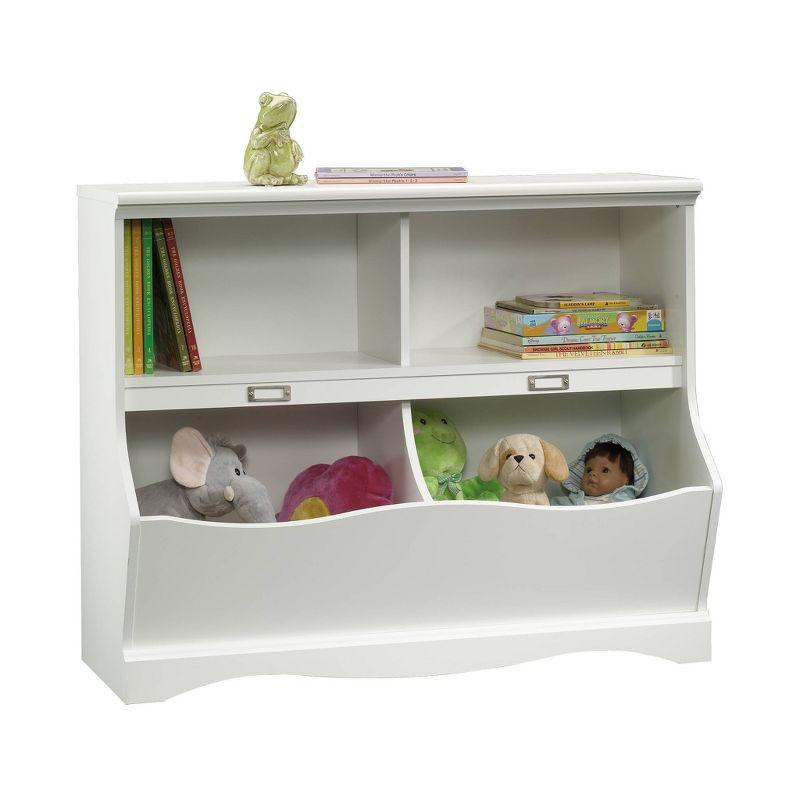 Sauder Twin Pogo Bookcase/Footboard Soft White Finish: 4-Shelf Laminate, Metal Hardware, for All Ages