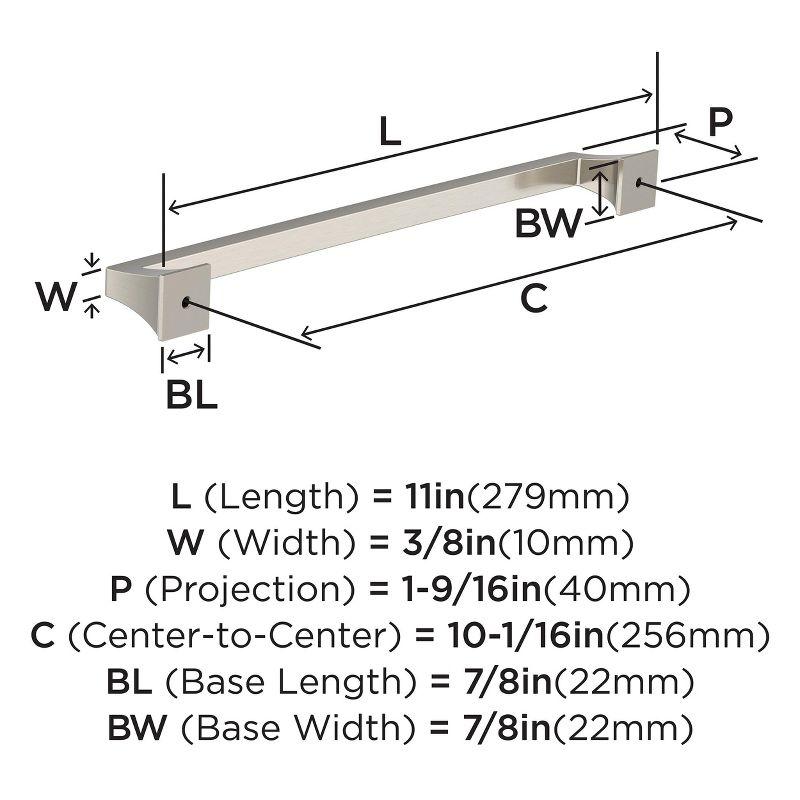 Amerock Mulholland 10-1/16 inch (256mm) Center-to-Center Satin Nickel Cabinet Pull