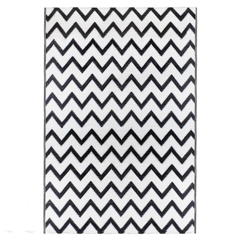 4' x 6' Black and White Chevron Rectangular Outdoor Area Rug