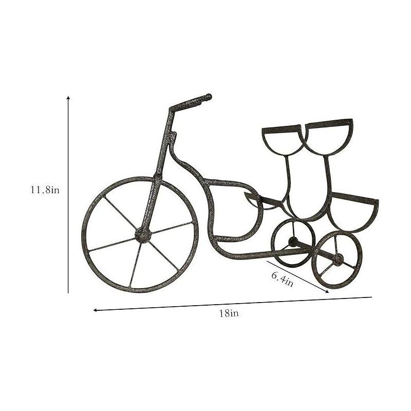 LIVEVIE Classic Vintage Bike Delivery Style Wine Rack Freestanding Wine Holder for 3 Bottles - Countertop Tabletop Wine Organizer