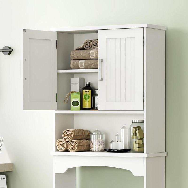 Over The Toilet Storage Cabinet with Double Doors and Anti-Tip Device