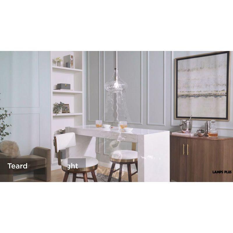 360 Lighting Cora Brushed Nickel Mini Pendant Light 11" Wide Modern Clear Textured Glass Shade for Dining Room House Foyer Kitchen Island Entryway