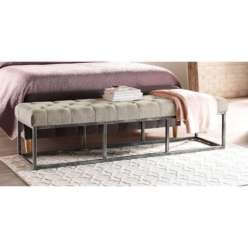 Danes Claire Tufted Bench with Iron Legs, Modern 72.5" Bench for Bedroom or Living Room