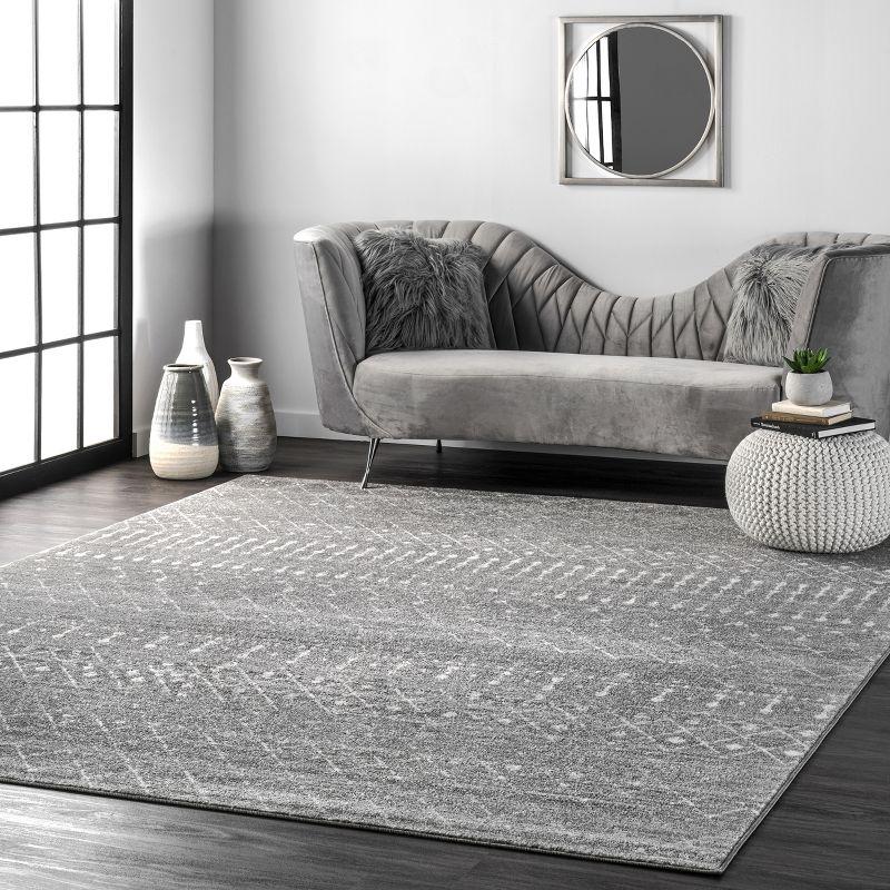 Union Rustic Amanuel Moroccan Geometric Area Rug in Dark Gray